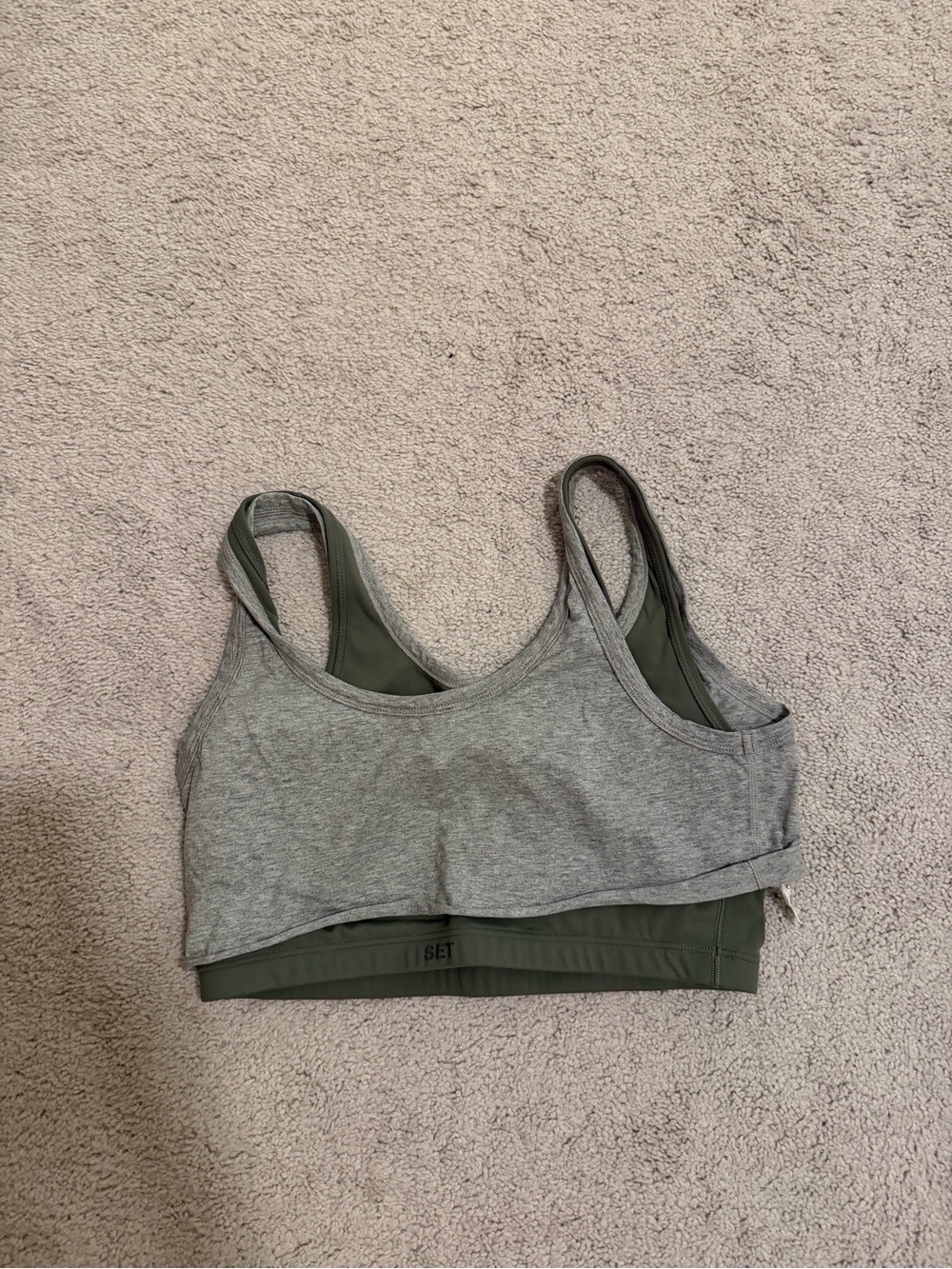 Women’s Layered Sports Bra - Gray & Olive
